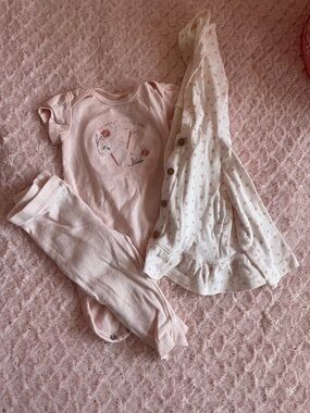 Carter's Pink & Cream Floral Baby Matching Set